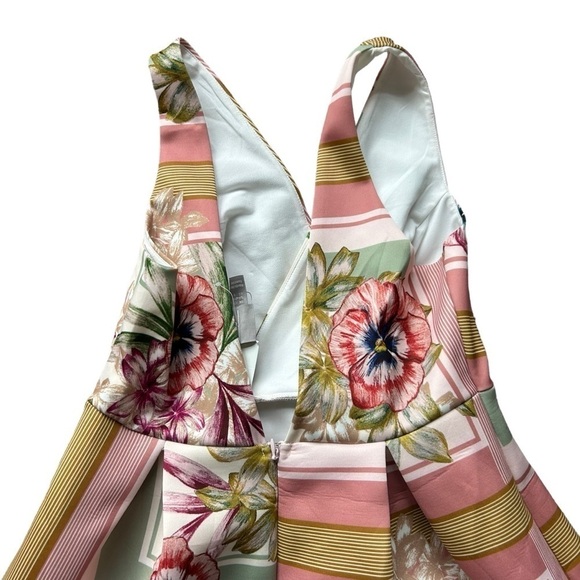 NWT ASOS DESIGN floral check midi dress fit flare sleeveless scuba knit 8 slit - Picture 7 of 11